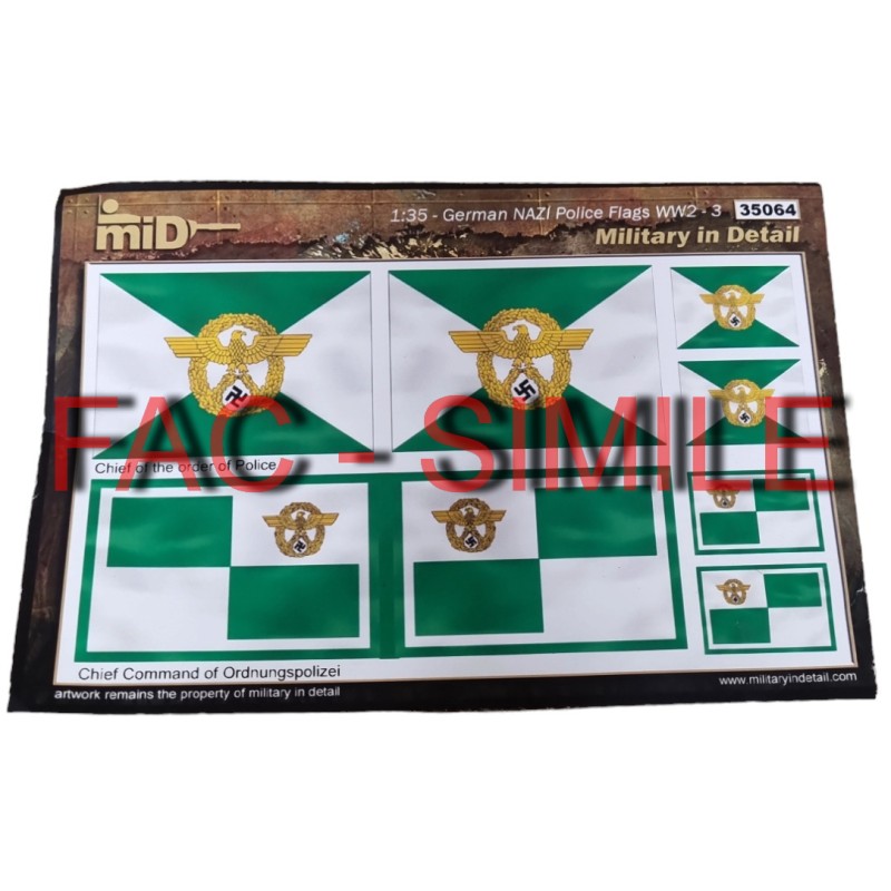 MILITARY IN DETAIL GERMAN NAZI POLICE FLAGS 1933-45 SET 3 - 1/35 ART. 35064